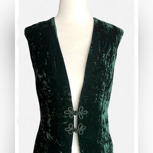 VINTAGE Alex Colman California green long velvet vest looks like a size S
